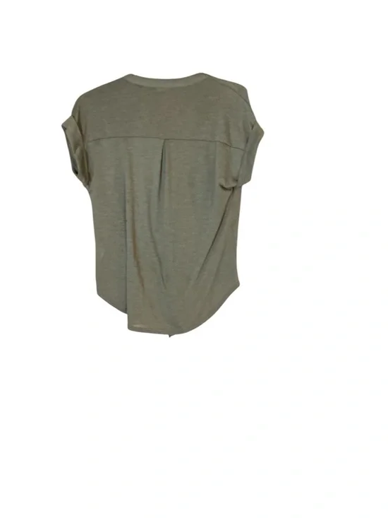 Tie-Front Short Sleeve Button Shirt - Olive Green - Picture 2 of 3